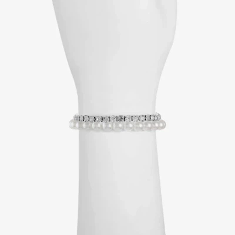 Monet Jewelry Timeless Womens Simulated Pearl Stretch Bracelet
