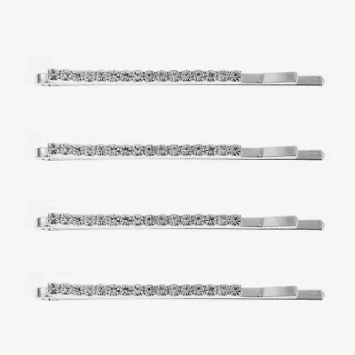 Monet Jewelry Silver Tone Crystal 4-pc. Bobby Pin