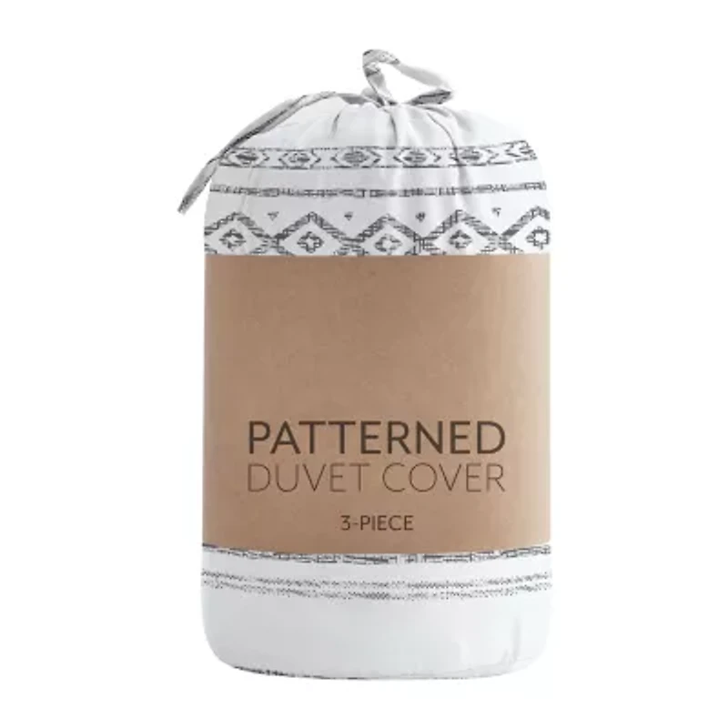 Casual Comfort Geo Threads Pattern Oversized Duvet Cover Set