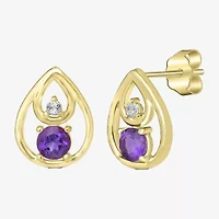 Silver Treasures Genuine Stone 14K Gold Over Silver Stud Earrings