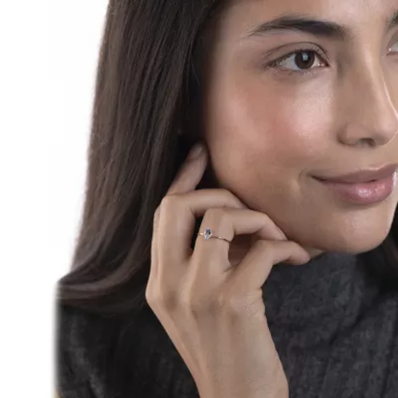 Silver Treasures Genuine Stone 14K Gold Over Band