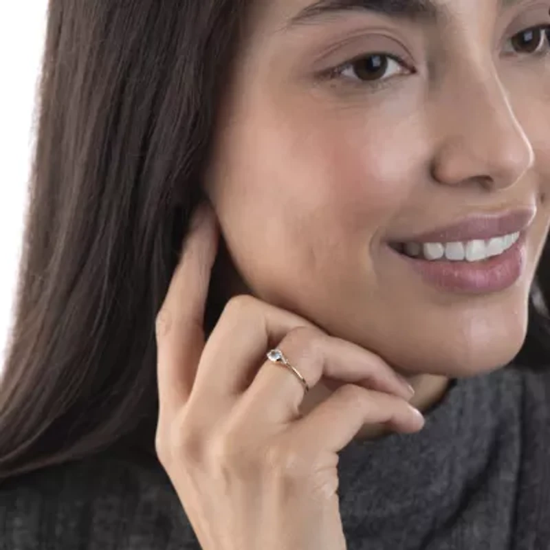 Silver Treasures Genuine Stone 14K Gold Over Band