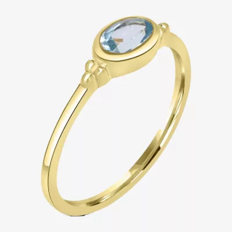 Silver Treasures Genuine Stone 14K Gold Over Band