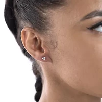 Silver Treasures Genuine Stone Womens White Topaz Sterling Silver 3 Pair Earring Set
