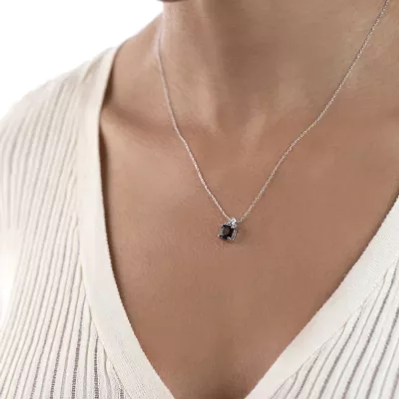 Silver Treasures Genuine Stone Womens Black Onyx Sterling Silver 18 Inch Pendant Necklace