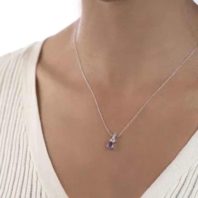 Silver Treasures Genuine Stone Sterling 18 Inch Cable Pendant Necklace