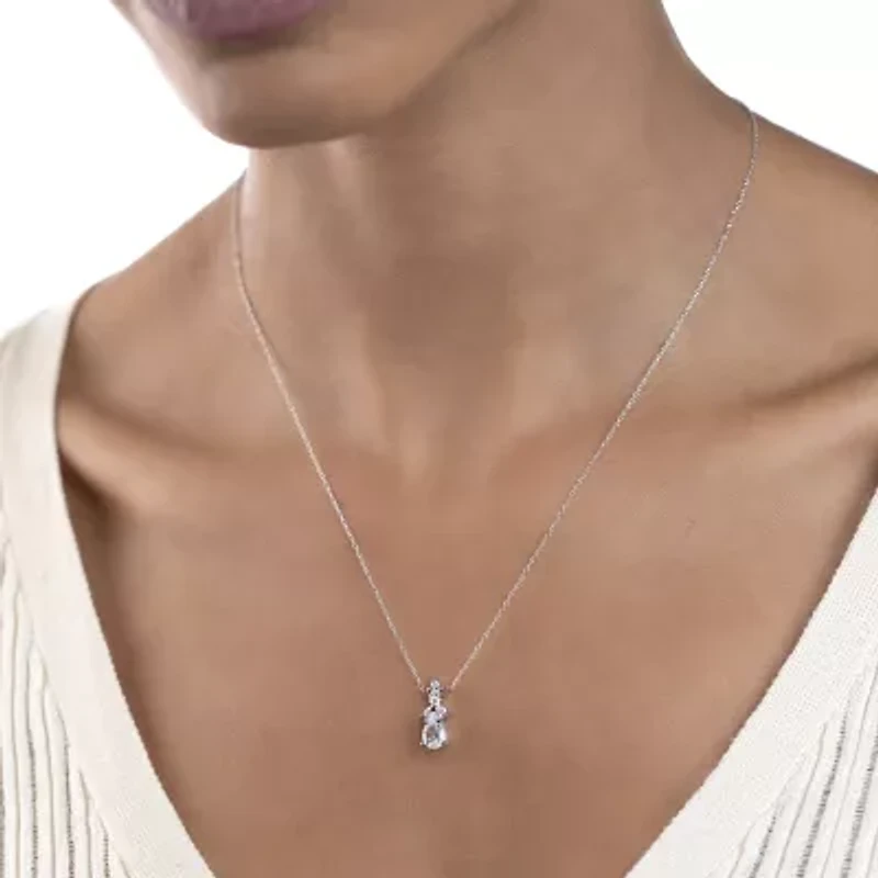 Silver Treasures Genuine Stone Sterling Silver 18 Inch Cable Pendant Necklace