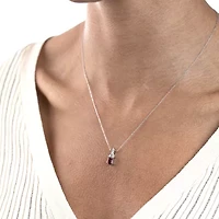 Silver Treasures Genuine Stone Sterling 18 Inch Cable Pendant Necklace