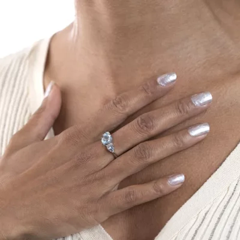 Silver Treasures Genuine Stone Sterling 3-Stone Band