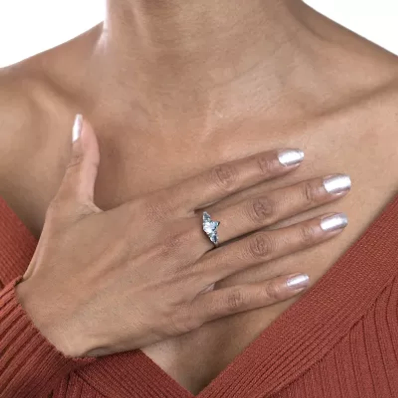 Silver Treasures Genuine Stone Sterling 3-Stone Cocktail Ring