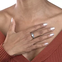 Silver Treasures Genuine Stone Sterling 3-Stone Cocktail Ring