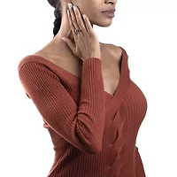 Silver Treasures Genuine Stone Sterling 3-Stone Cocktail Ring