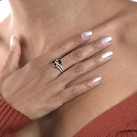 Silver Treasures Genuine Stone Sterling Bypass  Cocktail Ring