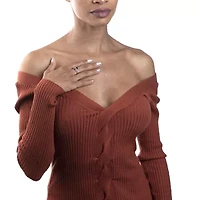 Silver Treasures Genuine Stone Sterling Bypass  Cocktail Ring