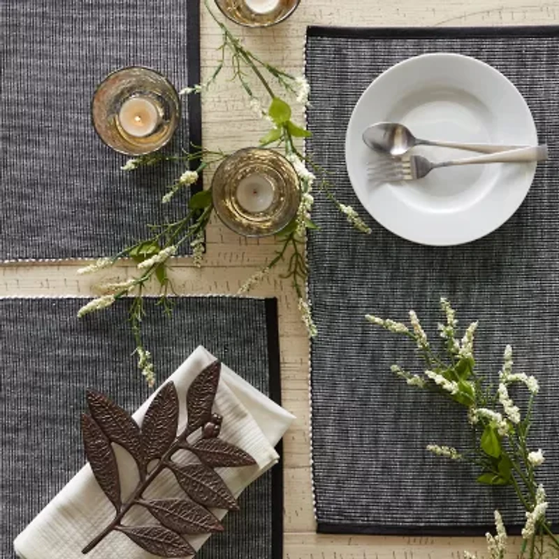 Design Imports Black & White 2-Tone Ribbed 6-pc. Table Linen Set