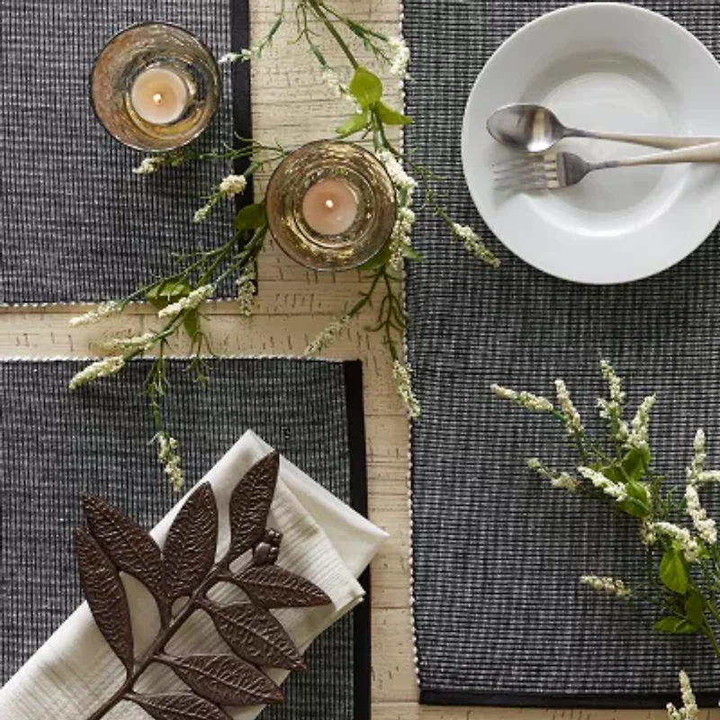 Design Imports Black & White 2-Tone Ribbed 6-pc. Table Linen Set