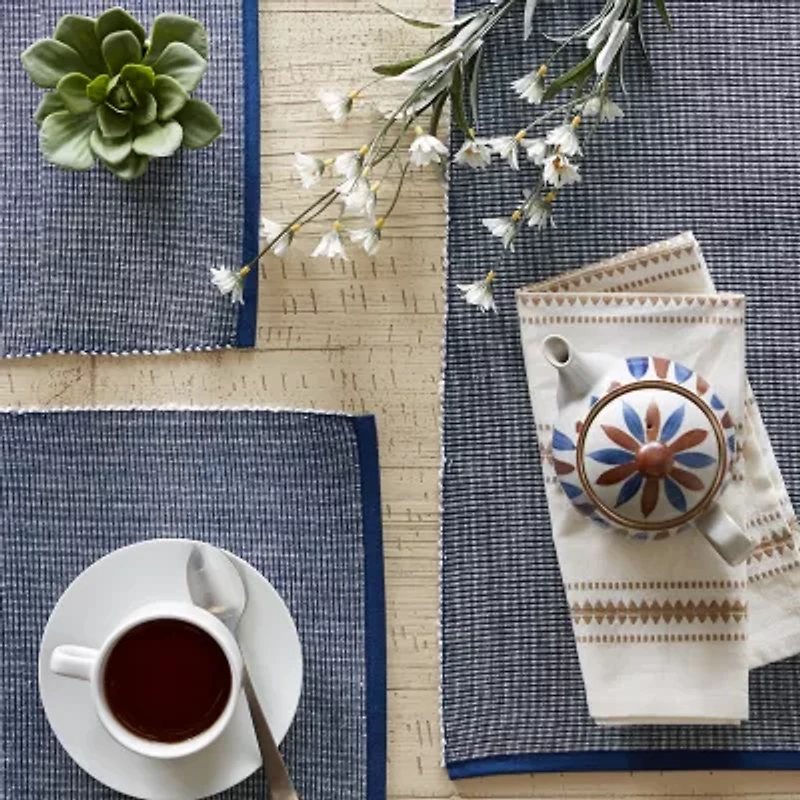 Design Imports Navy & White 2-Tone Ribbed 6-pc. Placemats