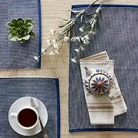 Design Imports Navy & White 2-Tone Ribbed 6-pc. Placemats