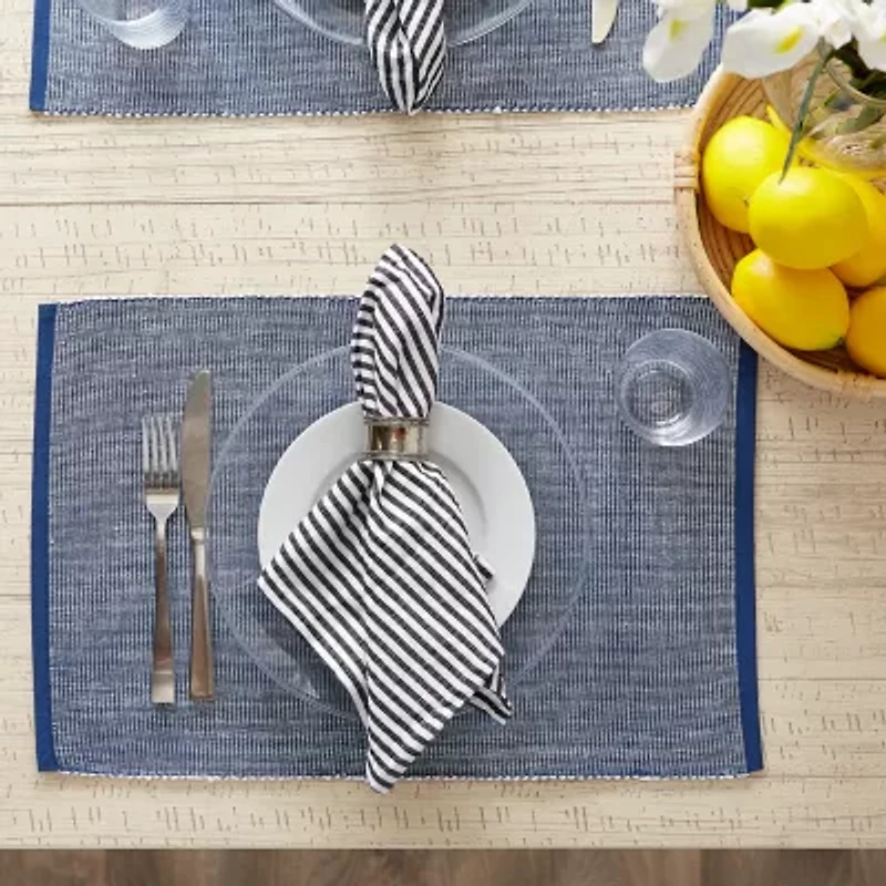 Design Imports Navy & White 2-Tone Ribbed 6-pc. Placemats