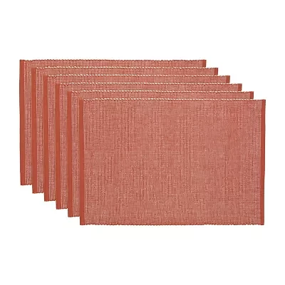Design Imports Vintage Red & White 2-Tone Ribbed 6-pc. Placemats