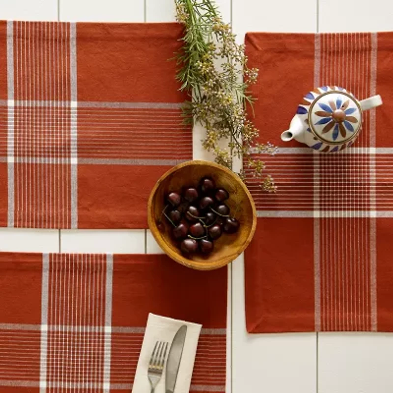 Design Imports Fiesta Rust Check 6-pc. Placemats