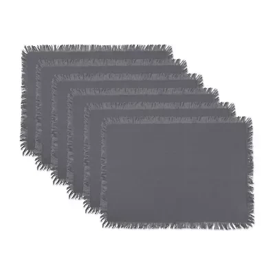 Design Imports Solid Gray Heavyweight Fringed 6-pc. Table Linen Set