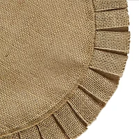 Design Imports Natural Jute Round Ruffle Trim Table Linen Set