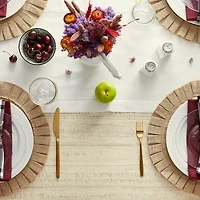Design Imports Natural Jute Round Ruffle Trim Table Linen Set