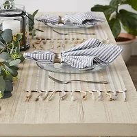 Design Imports Natural Tonal Stripe With Fringe 6-pc. Table Linen Set