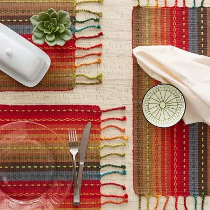 Design Imports Spice Tonal Stripe With Fringe 6-pc. Placemats