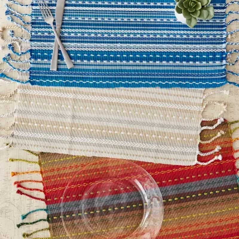 Design Imports Spice Tonal Stripe With Fringe 6-pc. Placemats