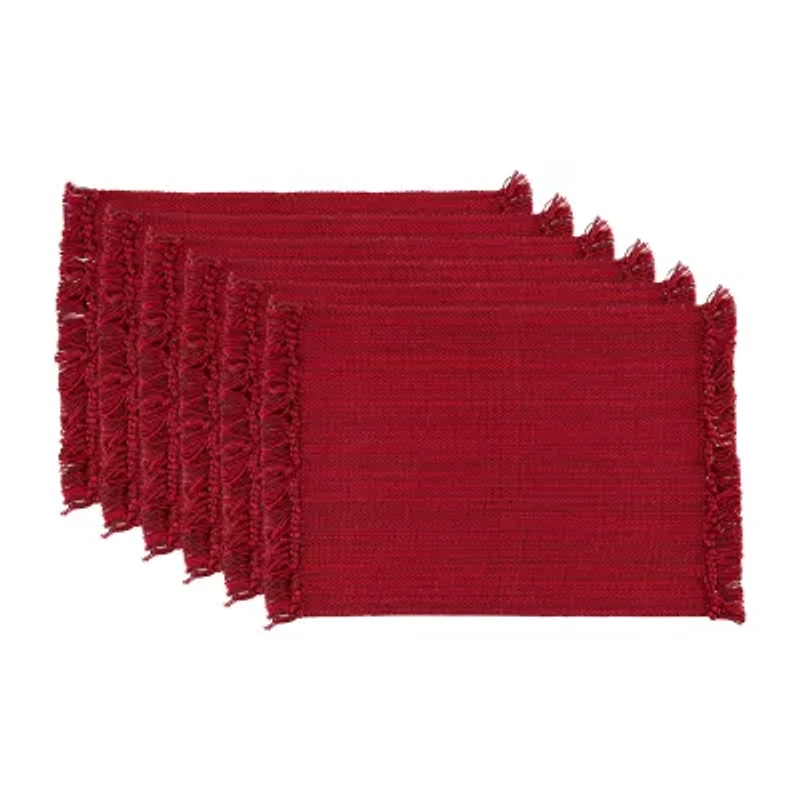 Design Imports Variegated Redwood Fringe 6-pc. Placemats