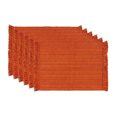 Design Imports Variegated Burnt Orange Fringe 6-pc. Placemats