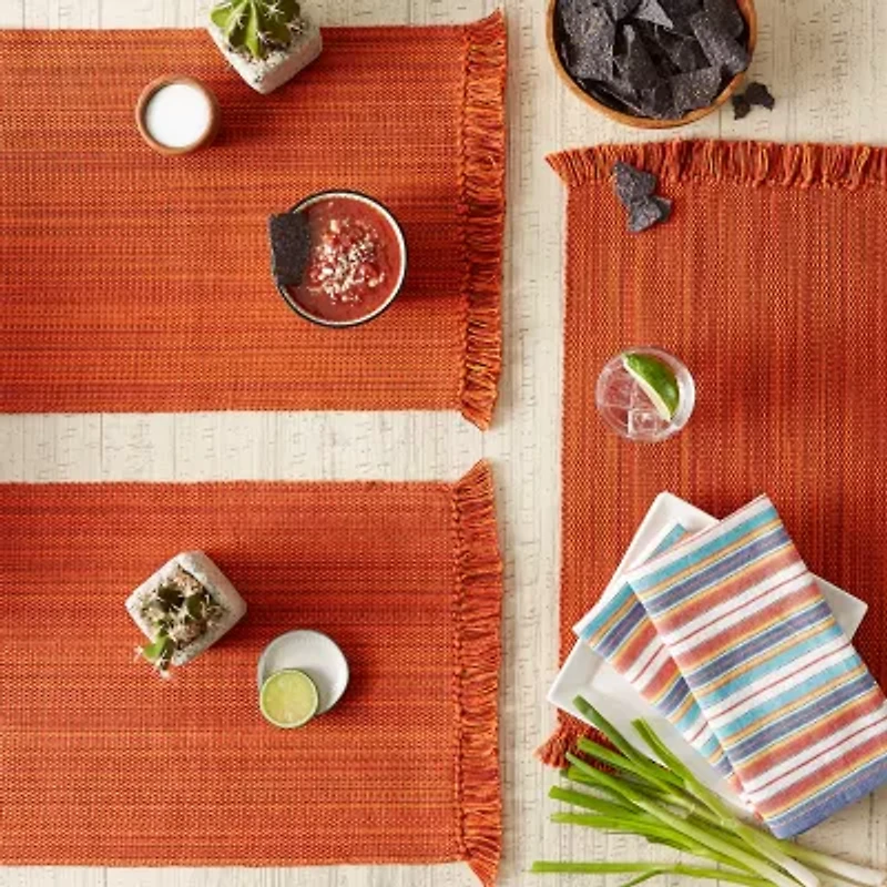 Design Imports Variegated Burnt Orange Fringe 6-pc. Placemats