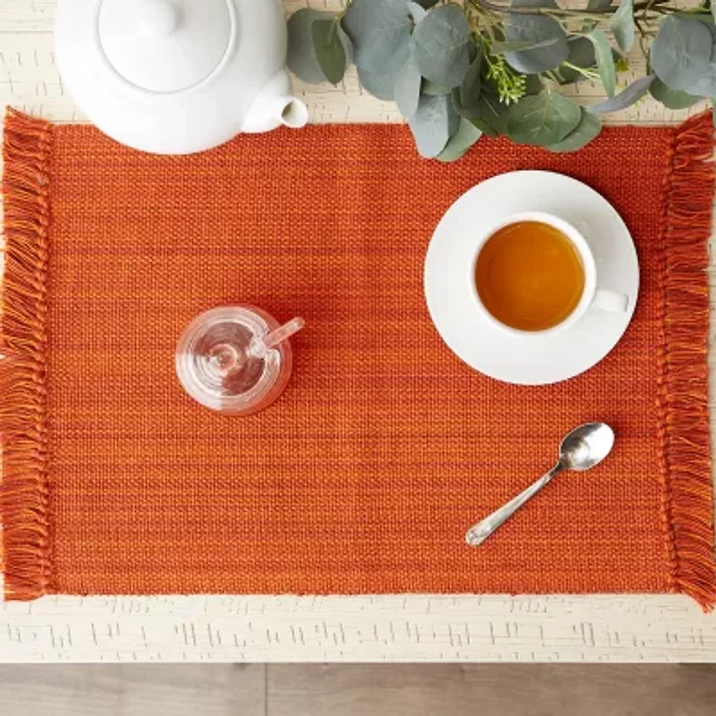 Design Imports Variegated Burnt Orange Fringe 6-pc. Placemats