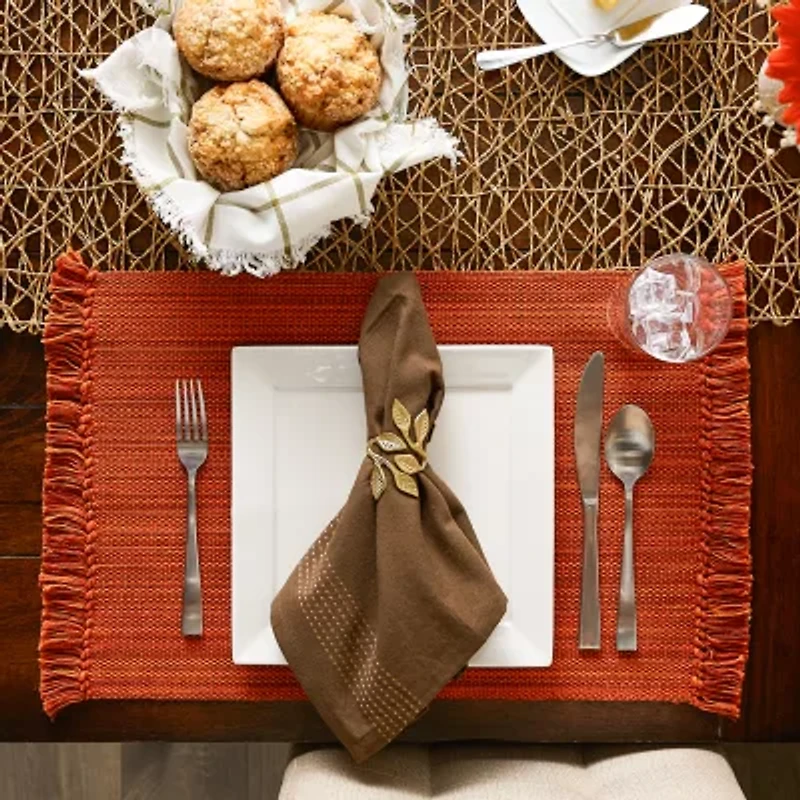 Design Imports Variegated Burnt Orange Fringe 6-pc. Placemats