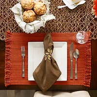 Design Imports Variegated Burnt Orange Fringe 6-pc. Placemats