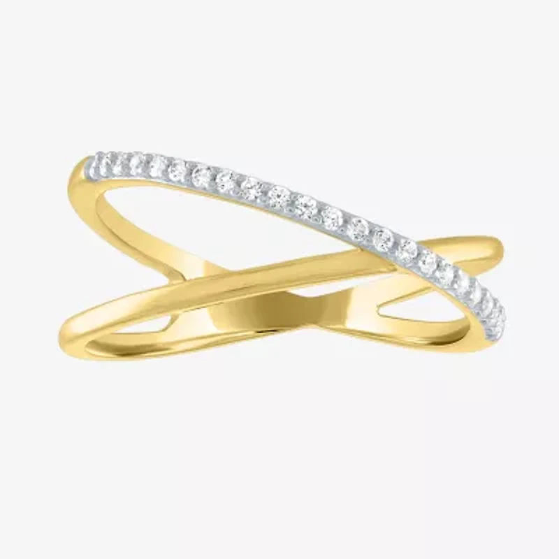 Diamond Addiction (G-H / Si2-I1) Womens 1/10 CT. T.W. Lab Grown White 10K Gold Delicate Cocktail Ring