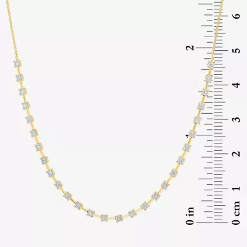 Diamond Addiction Womens White Diamond 14K Gold Over Silver Sterling Silver 18 Inch Tennis Necklace