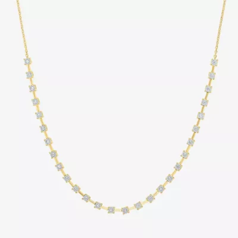 Diamond Addiction Womens White Diamond 14K Gold Over Silver Sterling Silver 18 Inch Tennis Necklace