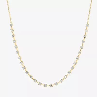 Diamond Addiction Womens White Diamond 14K Gold Over Silver Sterling Silver 18 Inch Tennis Necklace