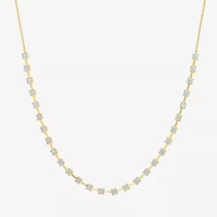 Diamond Addiction Womens White Diamond 14K Gold Over Silver Sterling Silver 18 Inch Tennis Necklace