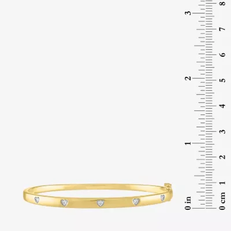 Diamond Addiction Womens 1/10 CT. T.W. Natural White Diamond 14K Gold Over Silver Sterling Silver Heart Bangle Bracelet