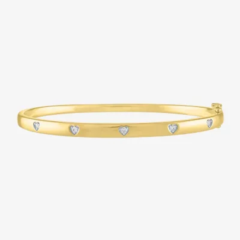Diamond Addiction Womens 1/10 CT. T.W. Natural White Diamond 14K Gold Over Silver Sterling Silver Heart Bangle Bracelet