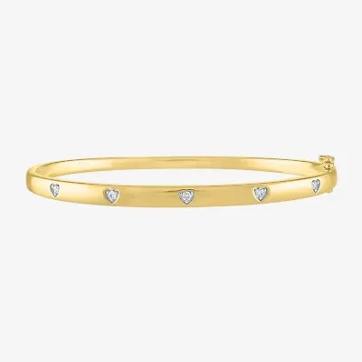 Diamond Addiction Womens 1/10 CT. T.W. Natural White Diamond 14K Gold Over Silver Sterling Silver Heart Bangle Bracelet