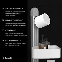 Sharper Image Spastudio Waterproof Bluetooth Speaker with Magnetic Mount And Rechargable Battery