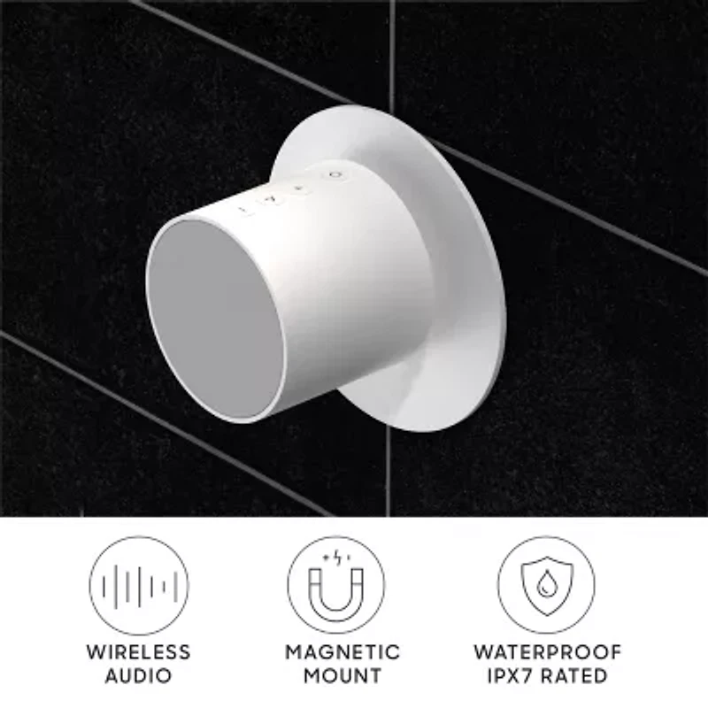 Sharper Image Spastudio Waterproof Bluetooth Speaker with Magnetic Mount And Rechargable Battery