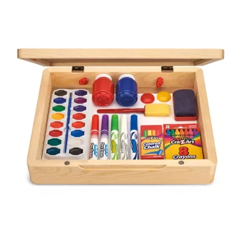 Cra-Z-Art 5-In-1 Portable Wooden Tabletop Art Easel With Chalkboard And Dry Erase Board 60-pc. Art Set