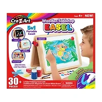 Cra-Z-Art 5-In-1 Portable Wooden Tabletop Art Easel With Chalkboard And Dry Erase Board 60-pc. Art Set