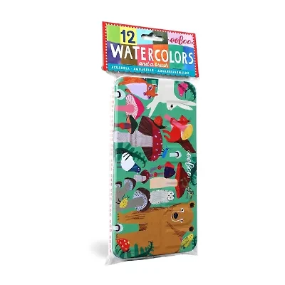 Eeboo Mushroom Watercolors Paint Set/12 Colors 2-pc. Coloring Set